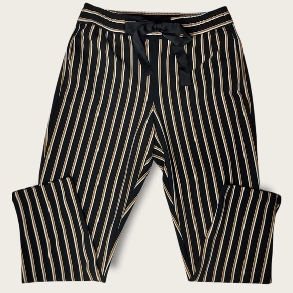 Dynamite Pants - Dynamite, Classic Striped Black White Beige Tie Waist Pant Size Medium